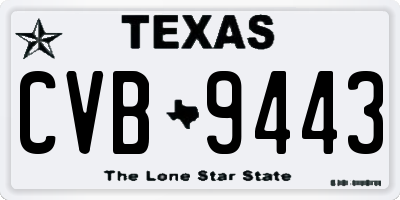 TX license plate CVB9443