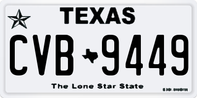 TX license plate CVB9449