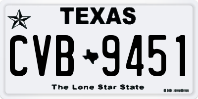 TX license plate CVB9451