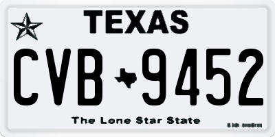 TX license plate CVB9452