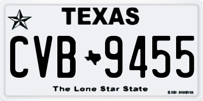 TX license plate CVB9455