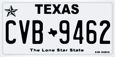 TX license plate CVB9462