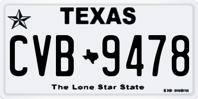 TX license plate CVB9478