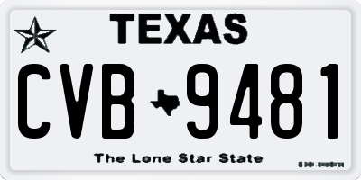 TX license plate CVB9481