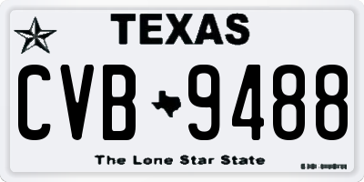 TX license plate CVB9488