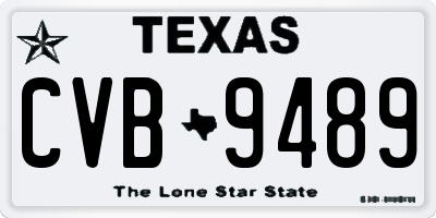 TX license plate CVB9489