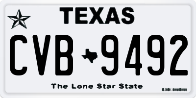 TX license plate CVB9492