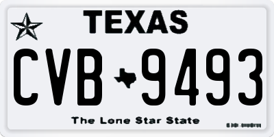 TX license plate CVB9493