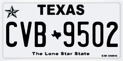 TX license plate CVB9502