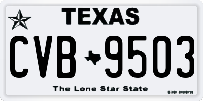 TX license plate CVB9503