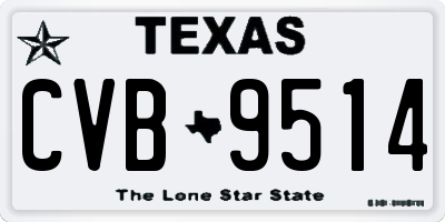 TX license plate CVB9514