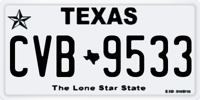 TX license plate CVB9533