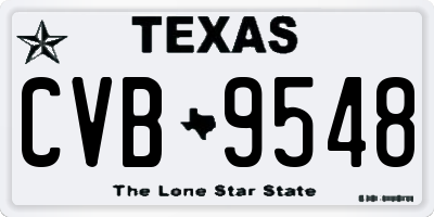 TX license plate CVB9548