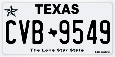 TX license plate CVB9549