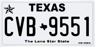 TX license plate CVB9551
