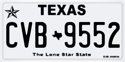 TX license plate CVB9552