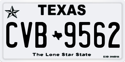 TX license plate CVB9562