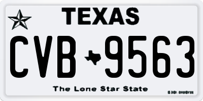 TX license plate CVB9563