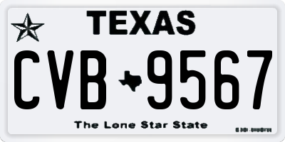 TX license plate CVB9567
