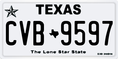 TX license plate CVB9597
