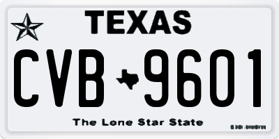 TX license plate CVB9601