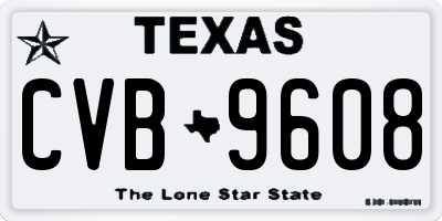 TX license plate CVB9608