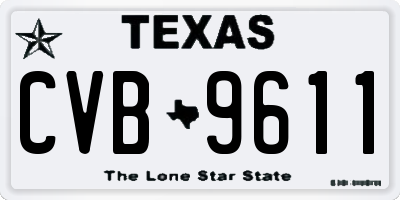 TX license plate CVB9611