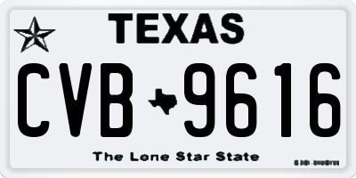 TX license plate CVB9616