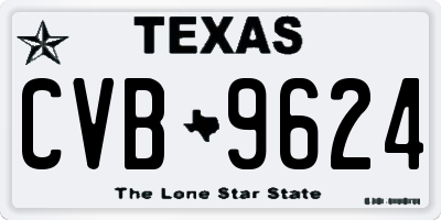 TX license plate CVB9624