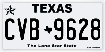 TX license plate CVB9628