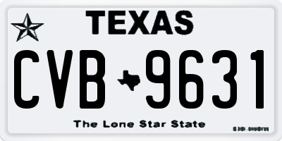 TX license plate CVB9631