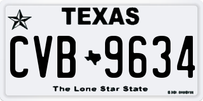 TX license plate CVB9634