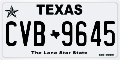 TX license plate CVB9645