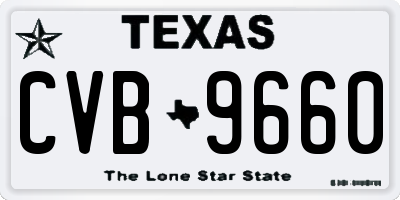 TX license plate CVB9660