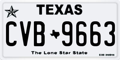 TX license plate CVB9663