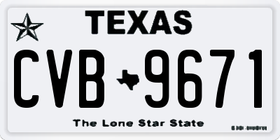 TX license plate CVB9671
