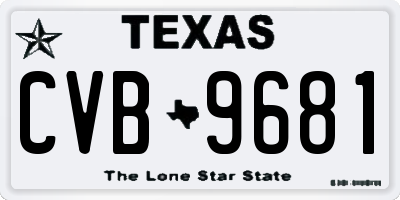 TX license plate CVB9681