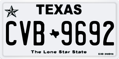 TX license plate CVB9692