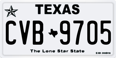 TX license plate CVB9705
