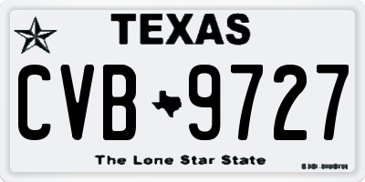 TX license plate CVB9727