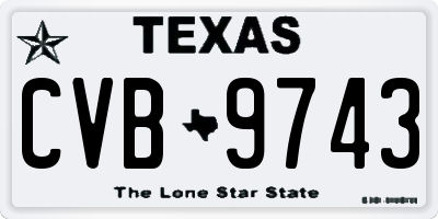 TX license plate CVB9743