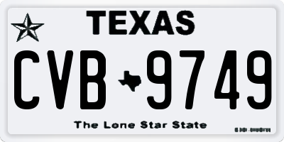 TX license plate CVB9749