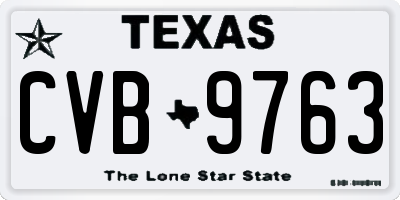 TX license plate CVB9763