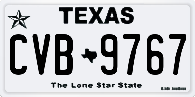 TX license plate CVB9767