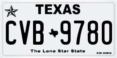 TX license plate CVB9780