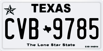 TX license plate CVB9785