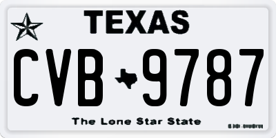 TX license plate CVB9787