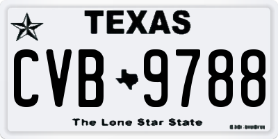 TX license plate CVB9788
