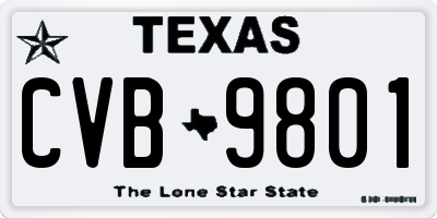 TX license plate CVB9801