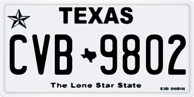 TX license plate CVB9802